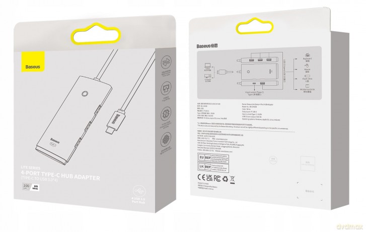 Baseus Lite Series 4-Port HUB adapter rozdzielacz USB-C - USB 3.0 *4 100cm
