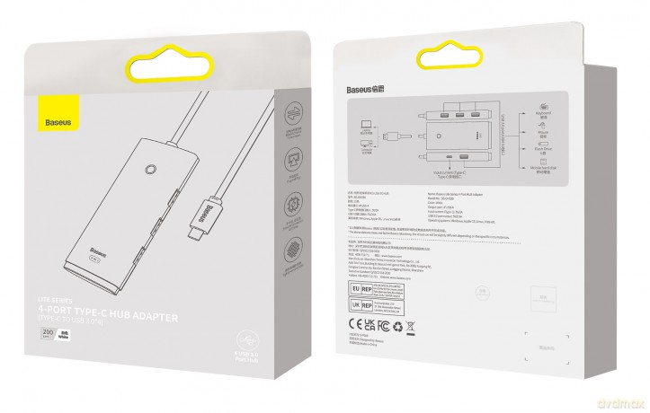 Baseus Lite Series 4-Port HUB adapter rozdzielacz USB-C - USB 3.0 *4 200cm