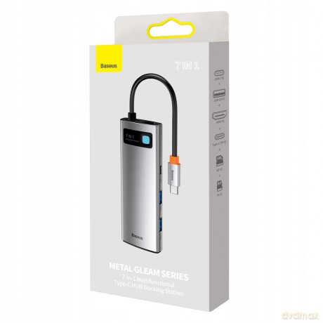 Baseus Metal Gleam Adapter HUB 7w1 USB-C 100W HDMI 4K USB3.0 USB-C TF/SD