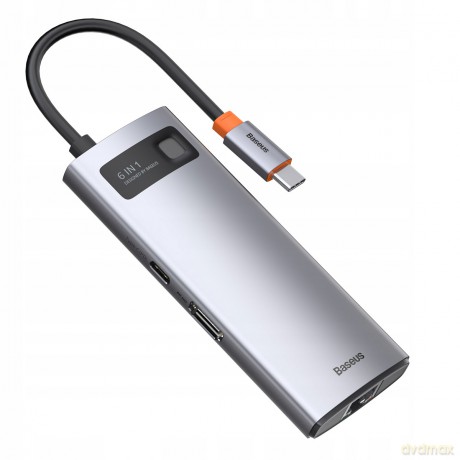 Baseus Metal Gleam Series 6-in-1 Adapter HUB USB-C - HDMI 4K 3x USB3.0 USB-C RJ45 PD 100W