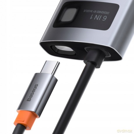 Baseus Metal Gleam Series 6-in-1 Adapter HUB USB-C - HDMI 4K 3x USB3.0 USB-C RJ45 PD 100W