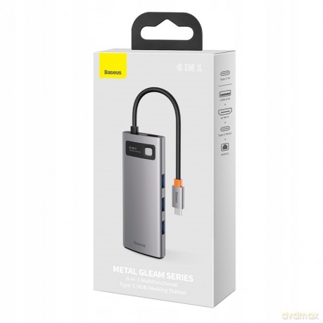 Baseus Metal Gleam Series 6-in-1 Adapter HUB USB-C - HDMI 4K 3x USB3.0 USB-C RJ45 PD 100W