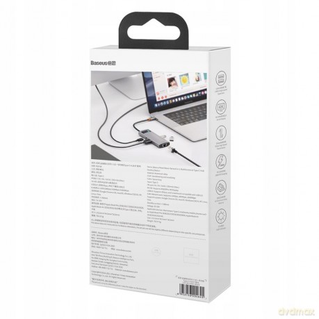 Baseus Metal Gleam Series 6-in-1 Adapter HUB USB-C - HDMI 4K 3x USB3.0 USB-C RJ45 PD 100W