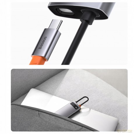 Baseus Metal Gleam Series 6-in-1 Adapter HUB USB-C - HDMI 4K 3x USB3.0 USB-C RJ45 PD 100W