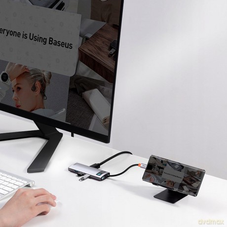 Baseus Metal Gleam Series 6-in-1 Adapter HUB USB-C - HDMI 4K 3x USB3.0 USB-C RJ45 PD 100W