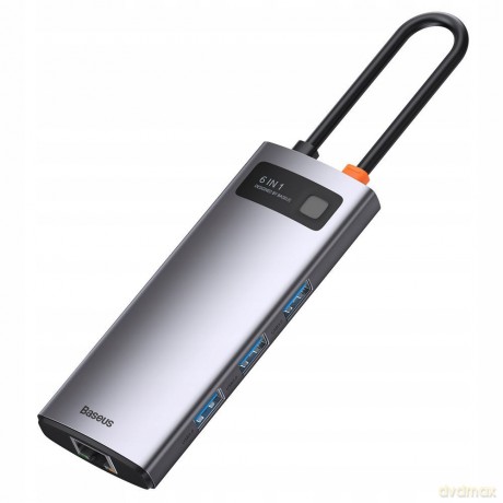 Baseus Metal Gleam Series 6-in-1 Adapter HUB USB-C - HDMI 4K 3x USB3.0 USB-C RJ45 PD 100W