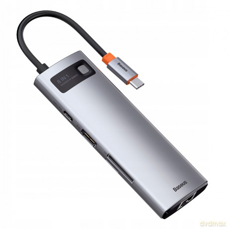 Baseus Metal Gleam Series 8-in-1 Adapter HUB USB-C - HDMI 4K 3x USB3.0 USB-C RJ45 SD TF PD 100W