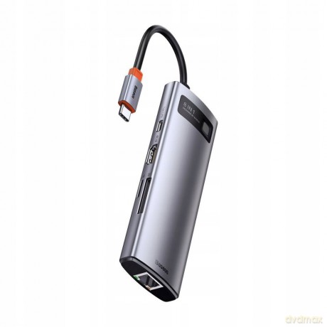 Baseus Metal Gleam Series 8-in-1 Adapter HUB USB-C - HDMI 4K 3x USB3.0 USB-C RJ45 SD TF PD 100W