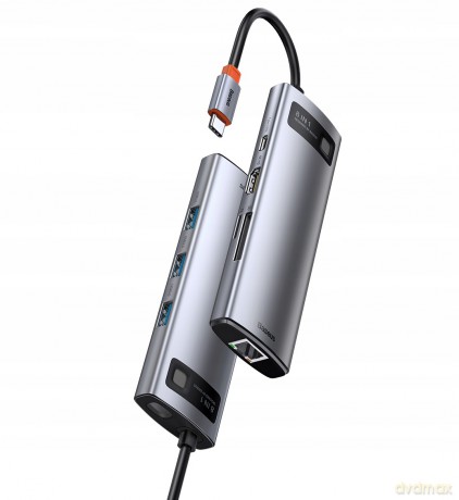 Baseus Metal Gleam Series 8-in-1 Adapter HUB USB-C - HDMI 4K 3x USB3.0 USB-C RJ45 SD TF PD 100W