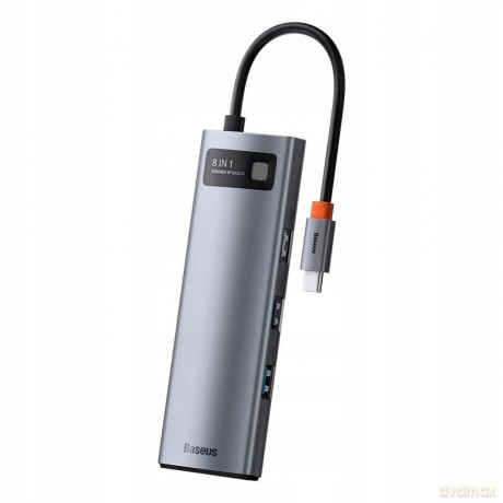 Baseus Metal Gleam Series 8-in-1 Adapter HUB USB-C - HDMI 4K 3x USB3.0 USB-C RJ45 SD TF PD 100W