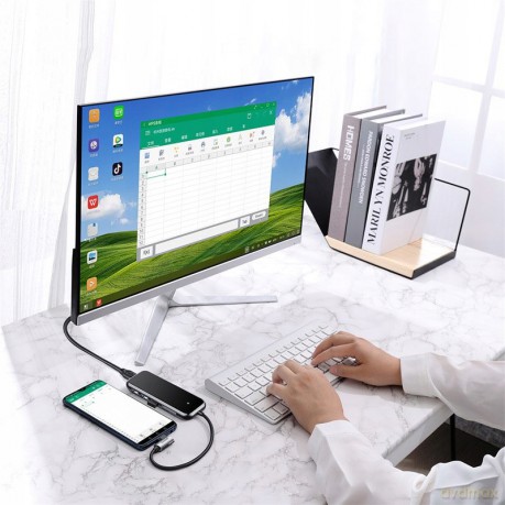 Baseus Multi-functional HUB Adapter przejściówka HUB USB-C - 3xUSB 3.0 HDMI SD/TF PD 60W