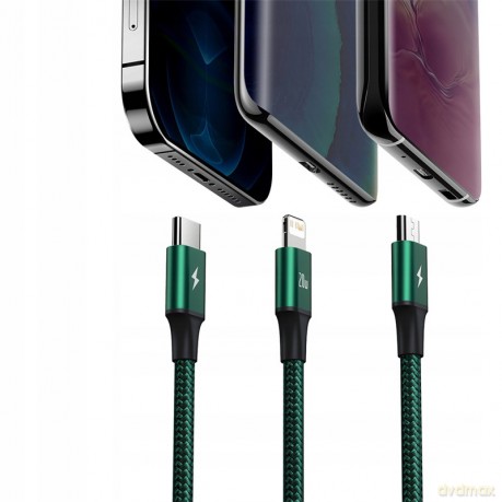 Baseus Rapid Kabel 3w1 USB-C - USB-C Lightning Micro Power Delivery 20W 3.5A
