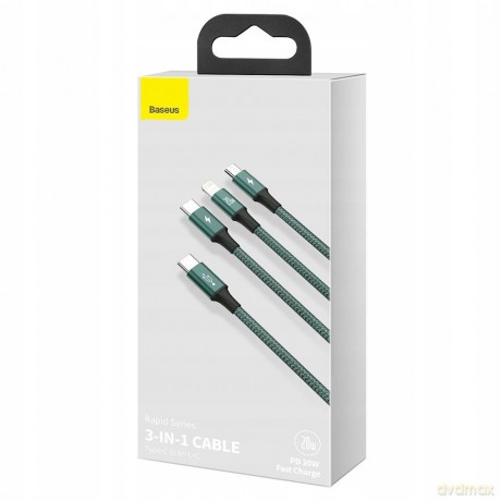 Baseus Rapid Kabel 3w1 USB-C - USB-C Lightning Micro Power Delivery 20W 3.5A