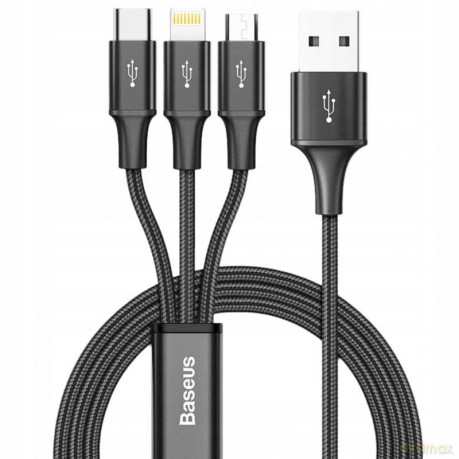 Baseus Rapid Series Kabel 3w1 USB - Micro Lightning USB-C 1.2m 3.5A