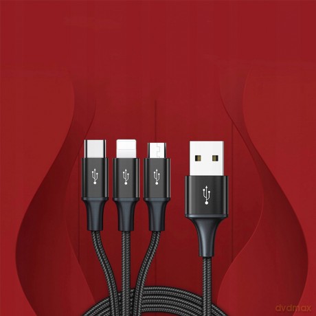 Baseus Rapid Series Kabel 3w1 USB - Micro Lightning USB-C 1.2m 3.5A