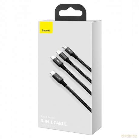 Baseus Rapid Series Kabel 3w1 USB - Micro Lightning USB-C 1.2m 3.5A