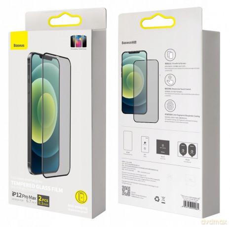 Baseus SGAPIPH67N-KT01 Szkło hartowane prywatyzujące 2szt Full 3D do iPhone 12 Pro Max