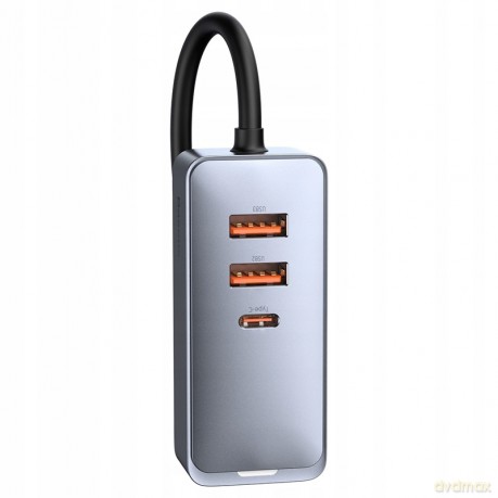 Baseus Share Togheter Ładowarka samochodowa z rozgałęźnikiem 4x USB USB-C 120W Powe Delivery Quick Charge 4.0
