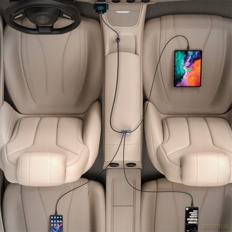 Baseus Share Togheter Ładowarka samochodowa z rozgałęźnikiem 4x USB USB-C 120W Powe Delivery Quick Charge 4.0