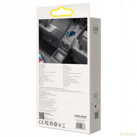 Baseus Share Togheter Ładowarka samochodowa z rozgałęźnikiem 4x USB USB-C 120W Powe Delivery Quick Charge 4.0