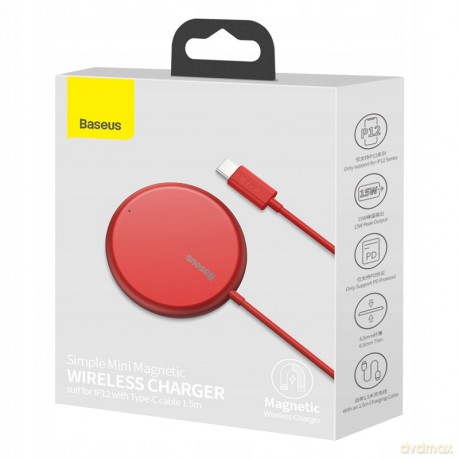 Baseus Simple Mini Ładowarka indukcyjna bezprzewodowa Mag Safe do iPhone 12 15W Power Delivery