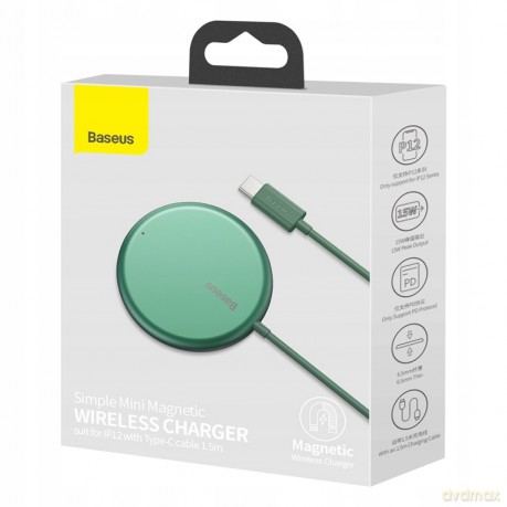 Baseus Simple Mini Magnetic Ładowarka indukcyjna bezprzewodowa Qi do iPhone 12 MagSafe 15W