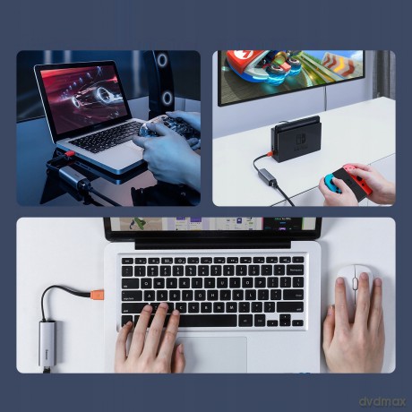 Baseus Steel Cannon Adapter USB/ TYPE-C RJ45 GIGABIT LAN 1000MB