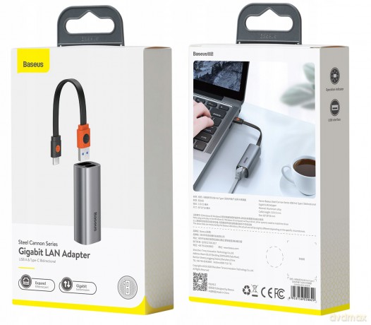 Baseus Steel Cannon Adapter USB/ TYPE-C RJ45 GIGABIT LAN 1000MB