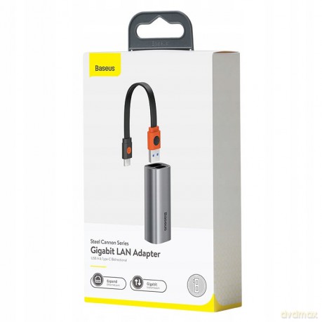Baseus Steel Cannon Adapter USB/ TYPE-C RJ45 GIGABIT LAN 1000MB