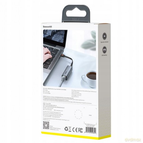 Baseus Steel Cannon Adapter USB/ TYPE-C RJ45 GIGABIT LAN 1000MB