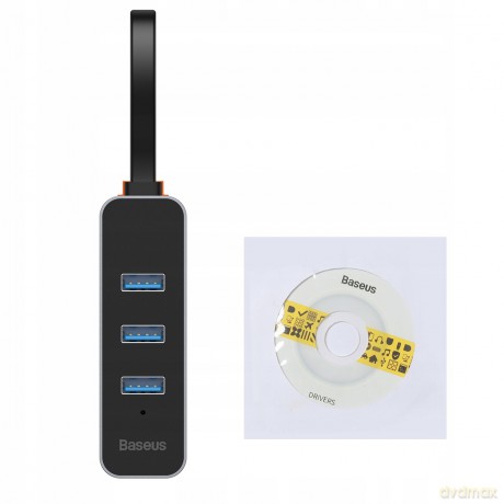 Baseus Steel Cannot Adapter HUB USB - 3x USB3.0 RJ45 GIGABIT LAN 1000MB *EOL