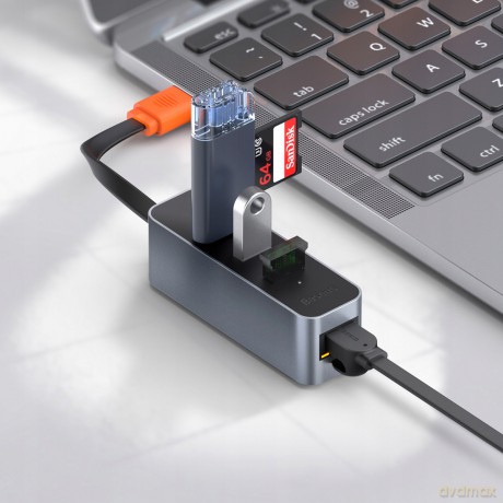 Baseus Steel Cannot Adapter HUB USB - 3x USB3.0 RJ45 GIGABIT LAN 1000MB *EOL