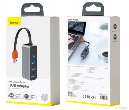 Baseus Steel Cannot Adapter HUB USB - 3x USB3.0 RJ45 GIGABIT LAN 1000MB *EOL