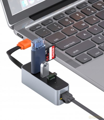 Baseus Steel Cannot Adapter HUB USB - 3x USB3.0 RJ45 GIGABIT LAN 1000MB *EOL