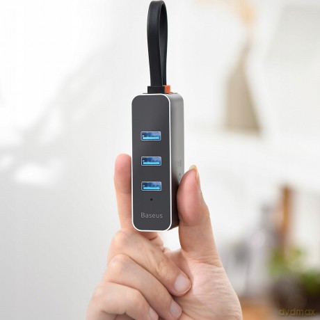 Baseus Steel Cannot Adapter HUB USB - 3x USB3.0 RJ45 GIGABIT LAN 1000MB *EOL