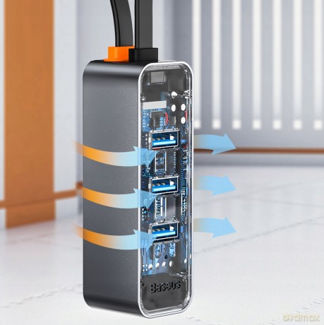 Baseus Steel Cannot Adapter HUB USB - 3x USB3.0 RJ45 GIGABIT LAN 1000MB *EOL