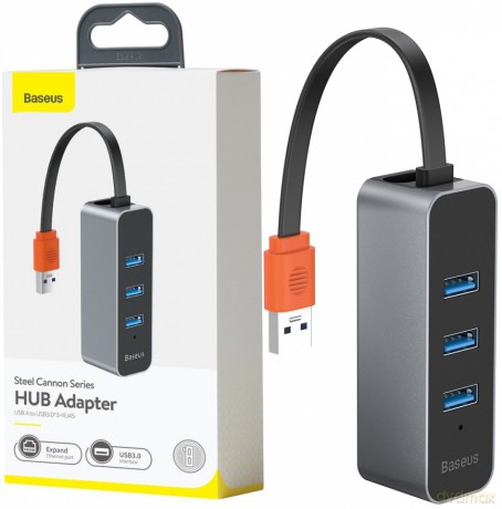 Baseus Steel Cannot Adapter HUB USB - 3x USB3.0 RJ45 GIGABIT LAN 1000MB *EOL