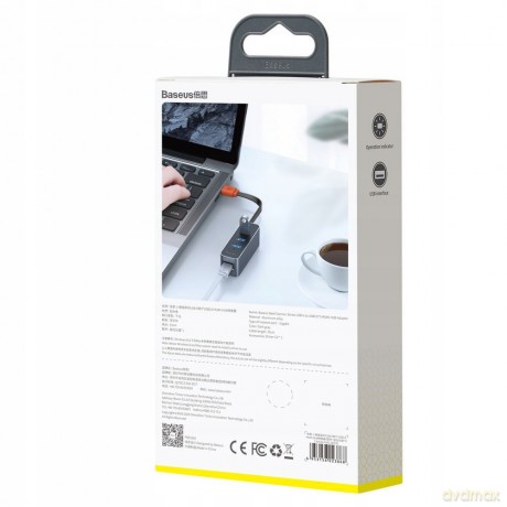 Baseus Steel Cannot Adapter HUB USB - 3x USB3.0 RJ45 GIGABIT LAN 1000MB *EOL
