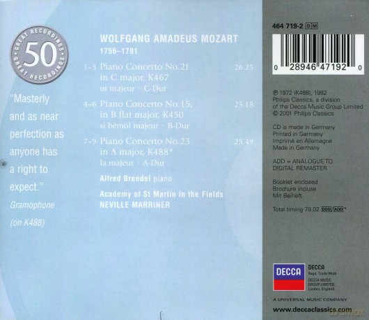 50 Philips: Mozart: Piano Concertos [CD]