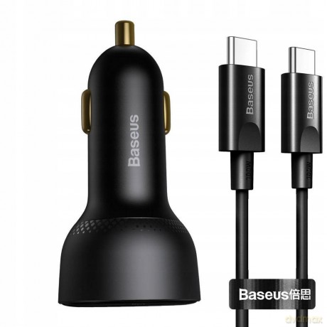 Baseus Superme Digital Display Ładowarka samochodowa 100W USB-C USB z kablem Power Delivery QC 4.0+ Huawei