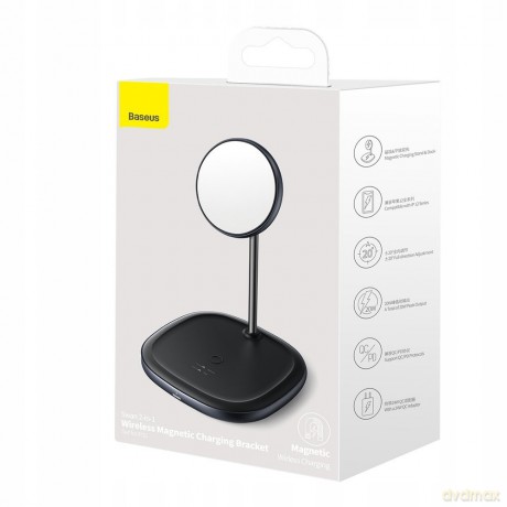 Baseus Swan 2-in-1 Ładowarka indukcyjna bezprzewodowa Qi 2w1 do iPhone 12 (MagSafe)