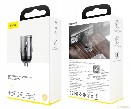 Baseus Tiny Star Ładowarka samochodowa USB-C Type-C Power Delivery 3.0 Quick Charge 4.0+ 30W