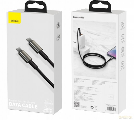Baseus Tungsten Gold Kabel Type-C USB-C 100W 5A Huawei Super Charge Quick Charge 4.0 Power Delivery do Macbook Samsung Xiaomi Huawei 1m