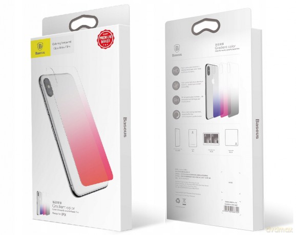 Full-glass Coloring Szkło hartowane ochronne na tył telefonu 9H + dwie folie na obiektyw do Iphone X EOL