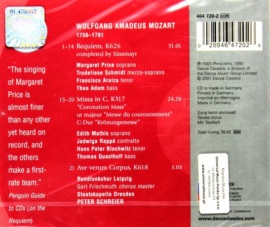 50 Philips: Mozart: Requiem, Coronation Mass [CD]