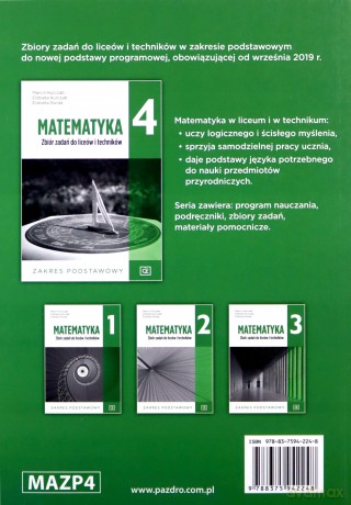 Matematyka zbiór zadań dla klasy 4 liceum i technikum zakres podstawowy - Marcin Kurczab Elżbieta Kurczab Elżbieta Świda, Elżbieta Kurczab, Elżbieta Świda [KSIĄŻKA]