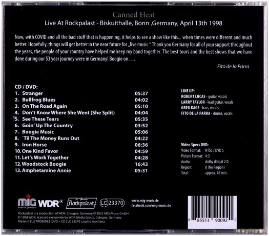 Canned Heat: Live At Rockpalast 1998 [CD]+[DVD]