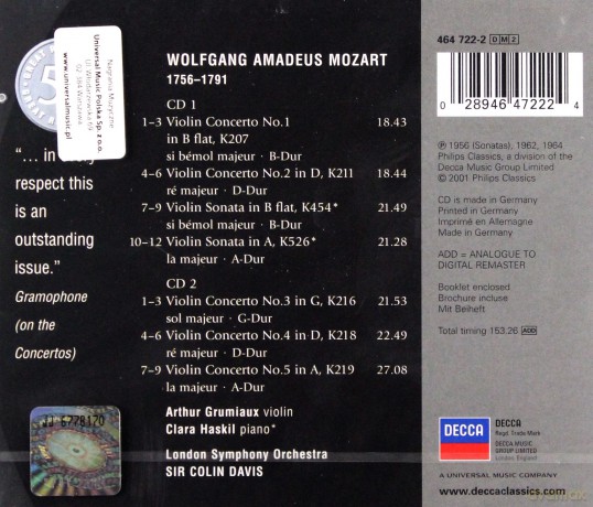 50 Philips: Mozart: Violin Concertos [2CD]