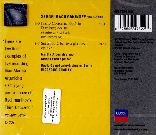 50 Philips: Rachmaninoff: Piano Concerto 3, Suite 2 [CD]