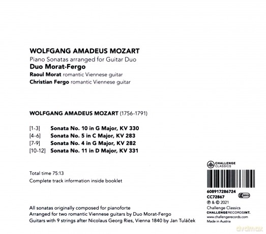Duo Morat-Fergo: Wolfgang Amadeus Mozart: Piano Sonatas Arranged for Guitar Duo [CD]